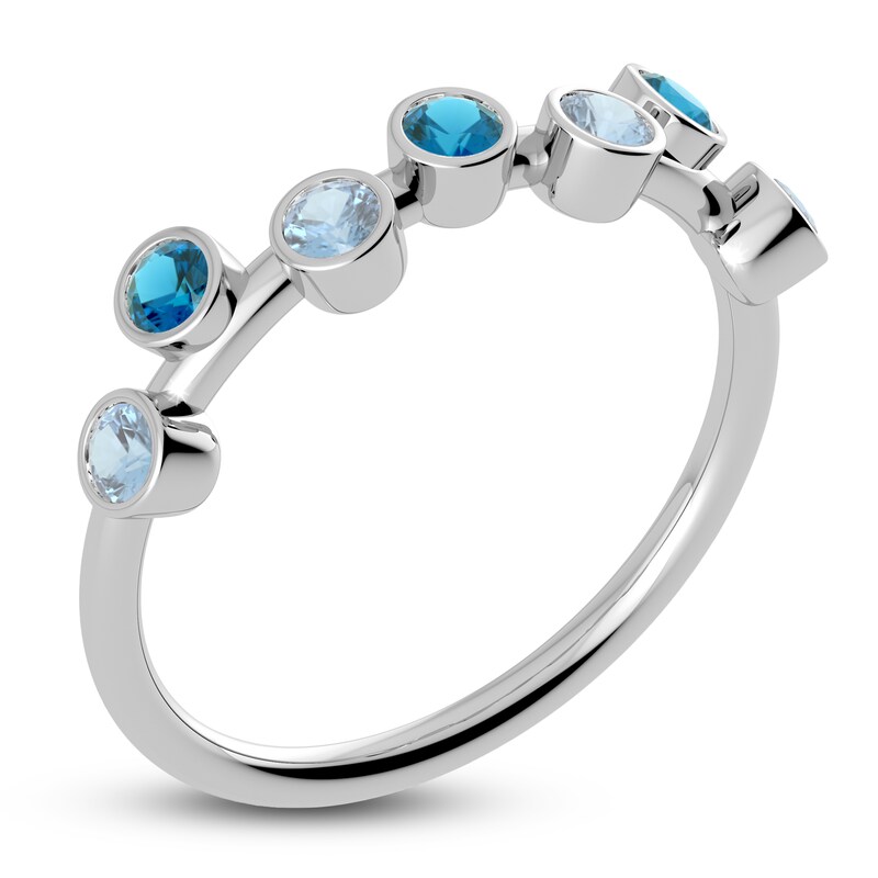 Main Image 2 of Juliette Maison Natural Blue Zircon & Natural Aquamarine Ring 10K White Gold