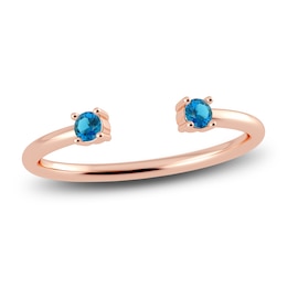 Juliette Maison Natural Blue Zircon Cuff Ring 10K Rose Gold