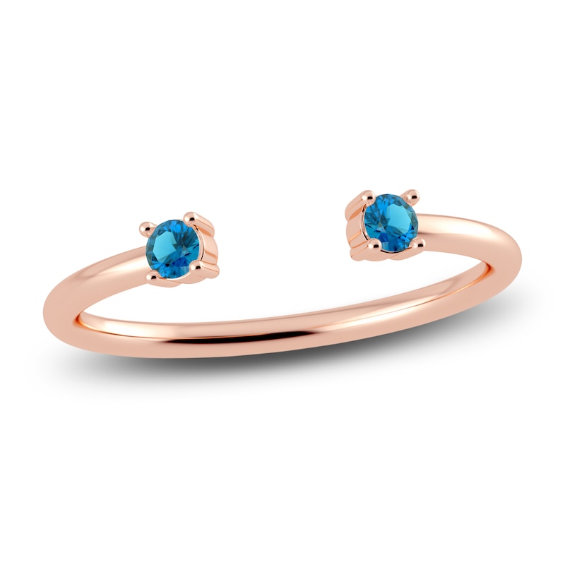 Main Image 1 of Juliette Maison Natural Blue Zircon Cuff Ring 10K Rose Gold