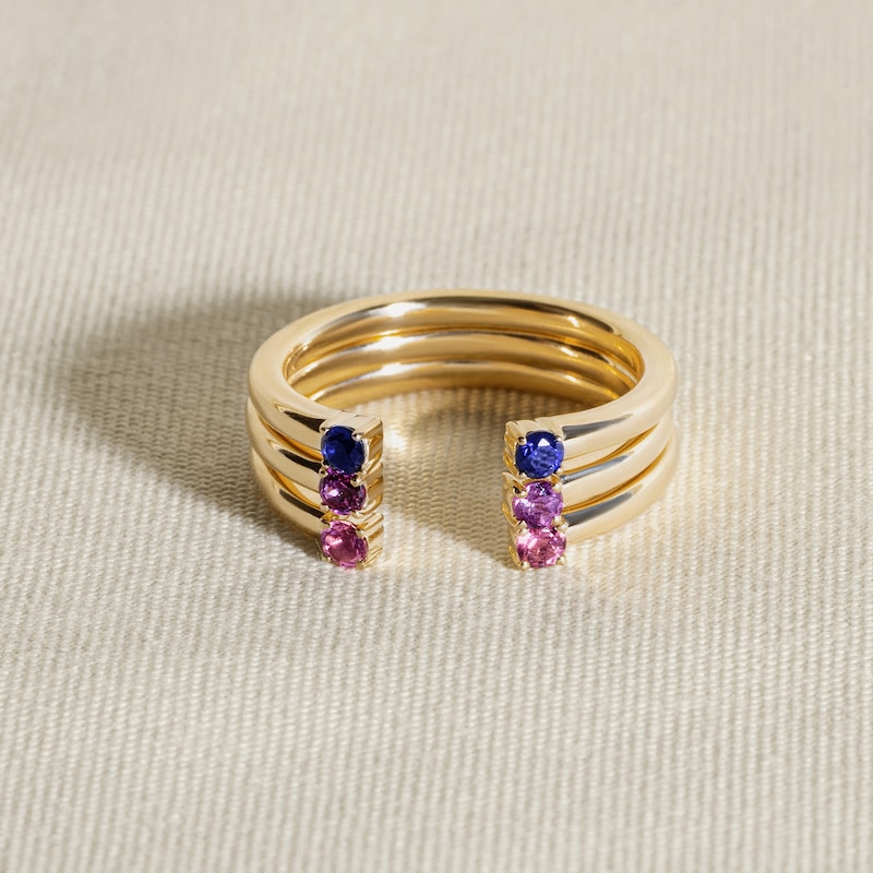 Main Image 4 of Juliette Maison Natural Blue Zircon Cuff Ring 10K Rose Gold