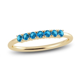 Juliette Maison Natural Blue Zircon Half Eternity Ring 10K Yellow Gold