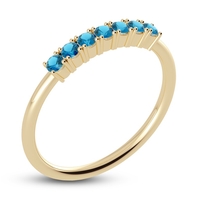 Main Image 2 of Juliette Maison Natural Blue Zircon Half Eternity Ring 10K Yellow Gold