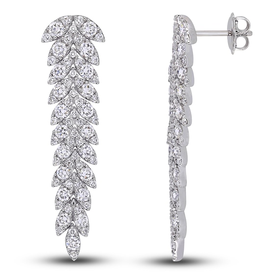 Jared The Galleria Of Jewelry Diamond Drop Earrings 3-1/2 ct tw Round 14K White Gold