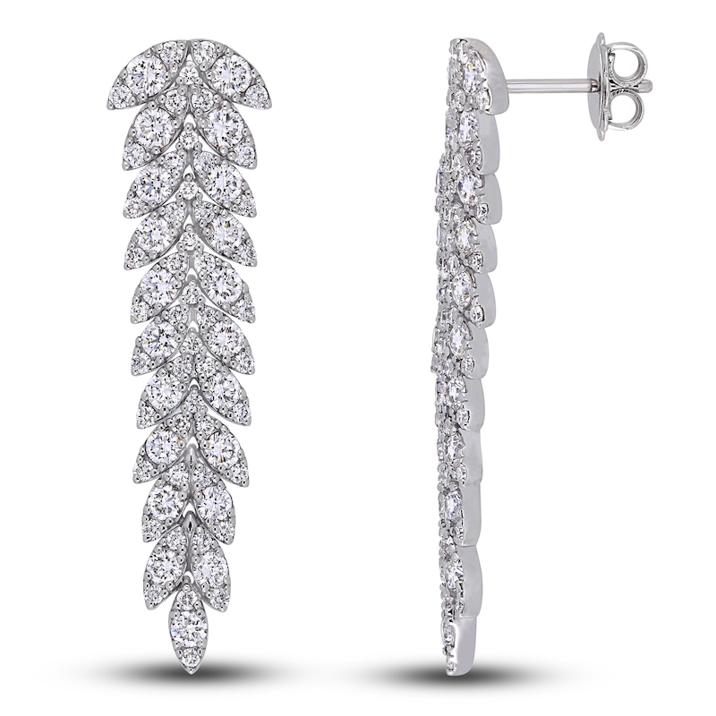 Diamond Drop Earrings 3-1/2 ct tw Round 14K White Gold