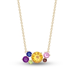 Juliette Maison Natural Multi-Gemstone Pendant Necklace 10K Yellow Gold 18"