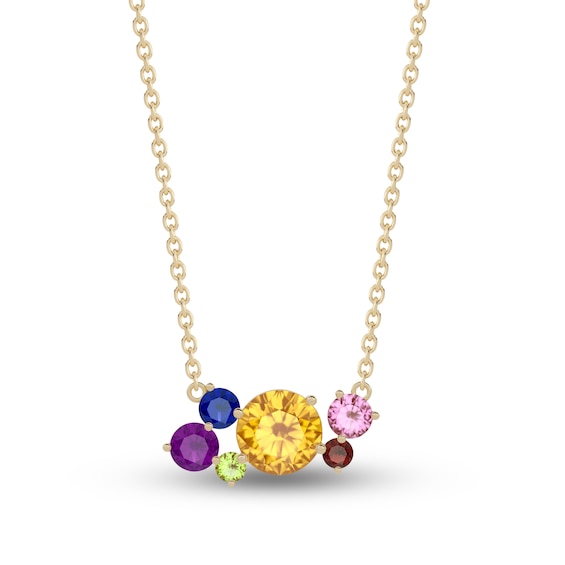 Jared The Galleria Of Jewelry Juliette Maison Natural Multi-Gemstone Pendant Necklace 10K Yellow Gold 18