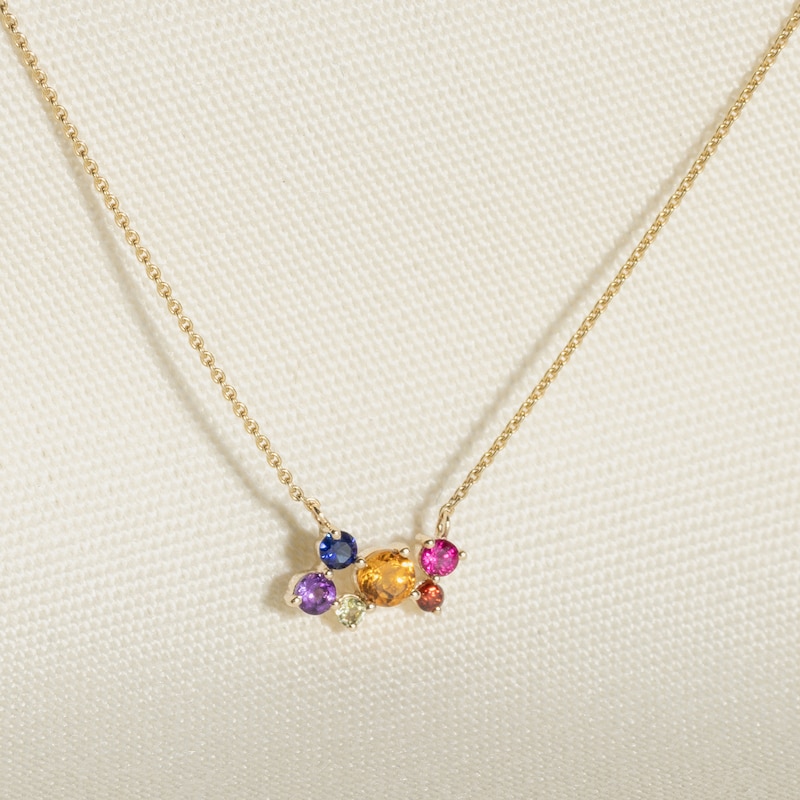 Main Image 4 of Juliette Maison Natural Multi-Gemstone Pendant Necklace 10K Yellow Gold 18"