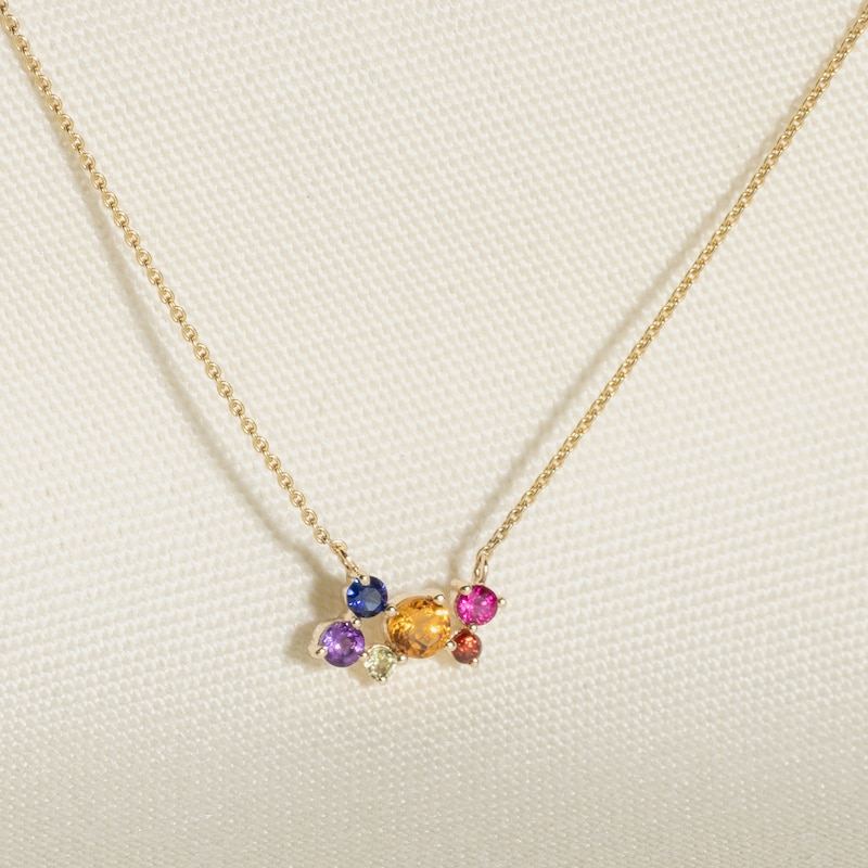 Juliette Maison Natural Multi-Gemstone Pendant Necklace 10K Yellow Gold 18"