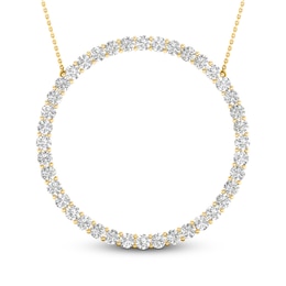 Lab-Grown Diamond Circle Necklace 2 ct tw Round 14K Yellow Gold 18"