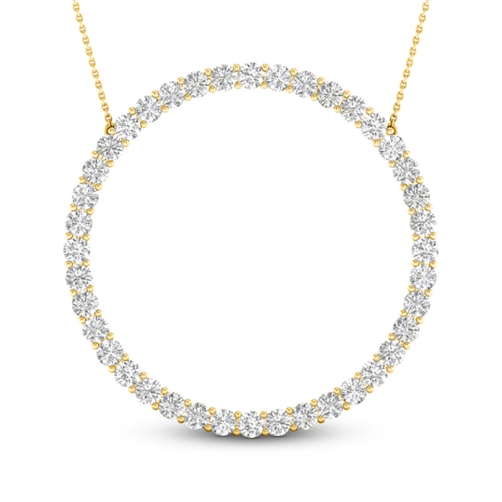 Jared The Galleria Of Jewelry Lab-Created Diamond Circle Pendant Necklace 2 ct tw Round 14K Yellow Gold 18