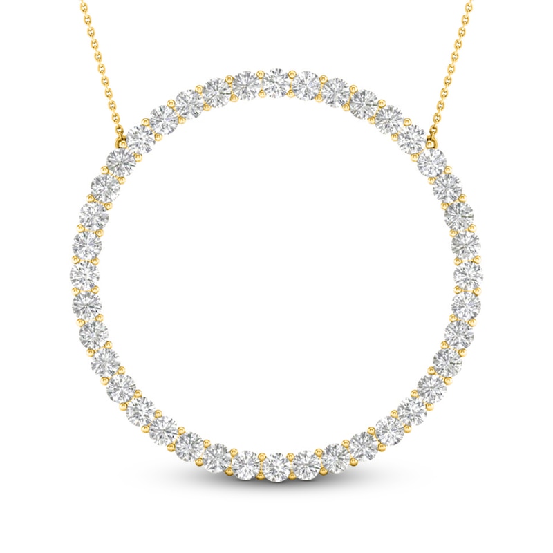 Main Image 1 of Lab-Grown Diamond Circle Necklace 2 ct tw Round 14K Yellow Gold 18"