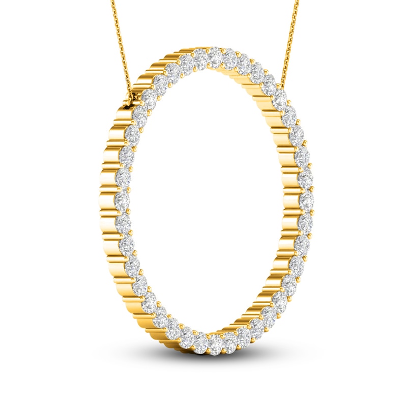 Main Image 2 of Lab-Grown Diamond Circle Necklace 2 ct tw Round 14K Yellow Gold 18"