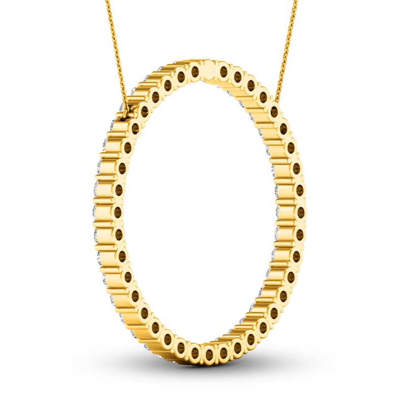 Main Image 4 of Lab-Grown Diamond Circle Necklace 2 ct tw Round 14K Yellow Gold 18"