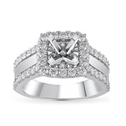 Hearts Desire Diamond Engagement Ring Setting 1 ct tw Round 18K White Gold