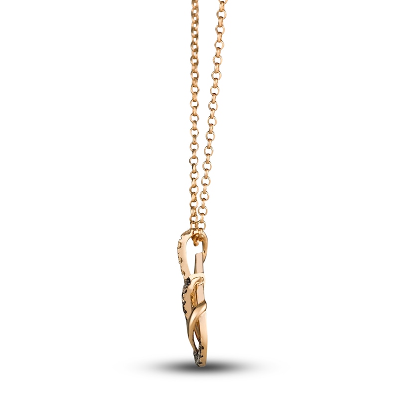 Le Vian Wrapped In Chocolate Diamond Necklace 3/8 ct tw Round 14K Strawberry Gold 19"