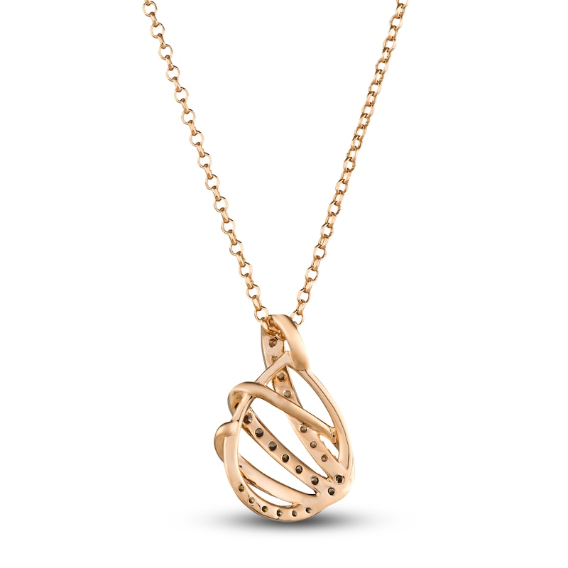 Le Vian Wrapped In Chocolate Diamond Necklace 3/8 ct tw Round 14K Strawberry Gold 19"