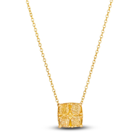 Le Vian Sunny Yellow Diamond Pendant Necklace 7/8 ct tw Diamonds Round 14K Honey Gold 19