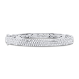 Shy Creation Diamond Pave Bangle Bracelet 2-1/5 ct tw Round 14K White Gold SC55010777V2ZS