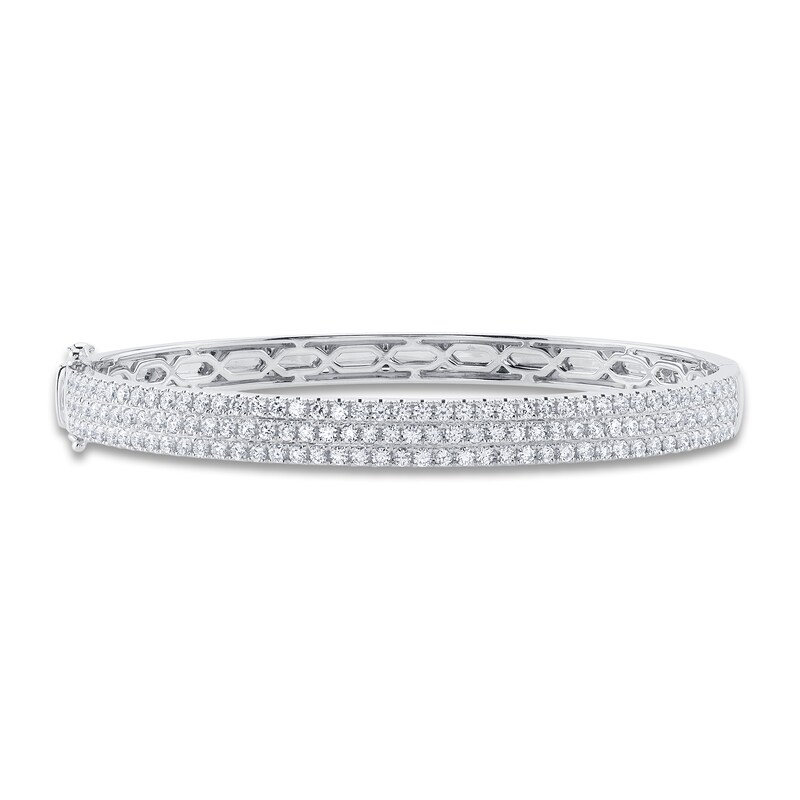 Shy Creation Diamond Pave Bangle Bracelet 2-1/5 ct tw Round 14K White Gold SC55010777V2ZS