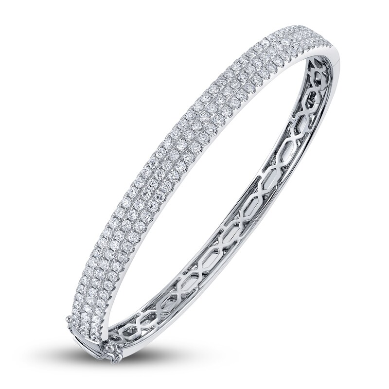 Shy Creation Diamond Pave Bangle Bracelet 2-1/5 ct tw Round 14K White Gold SC55010777V2ZS