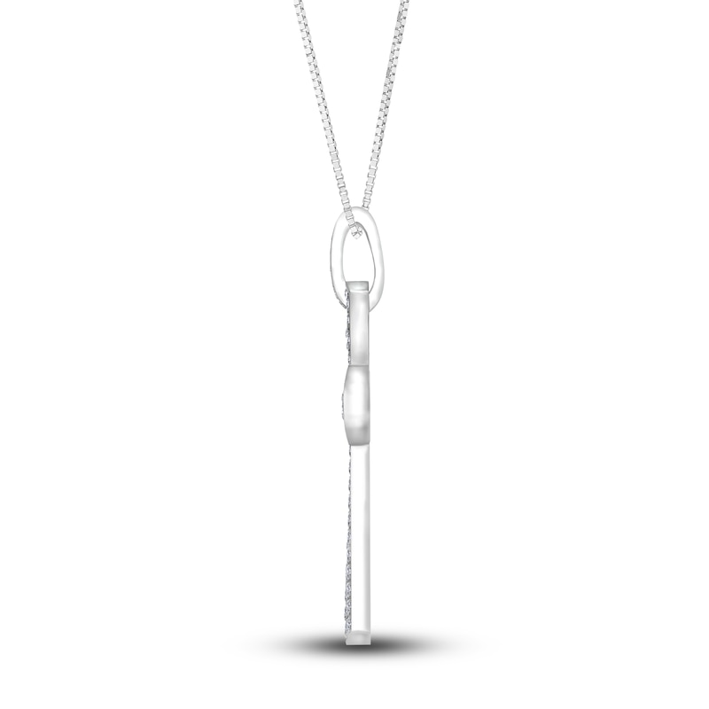 Main Image 2 of Diamond Cross Pendant Necklace 5/8 ct tw Round 14K White Gold 18"