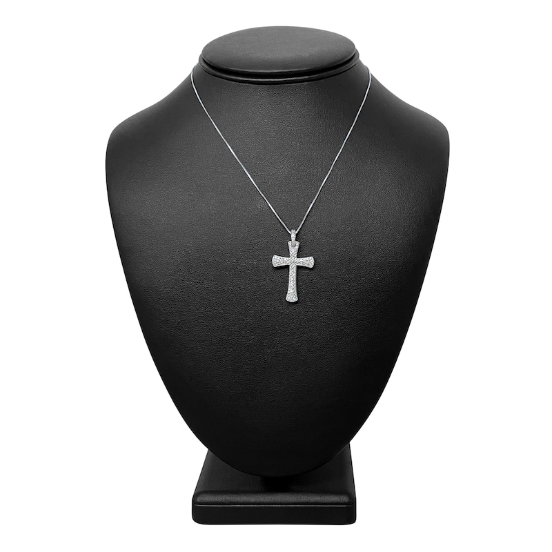 Main Image 4 of Diamond Cross Pendant Necklace 5/8 ct tw Round 14K White Gold 18"