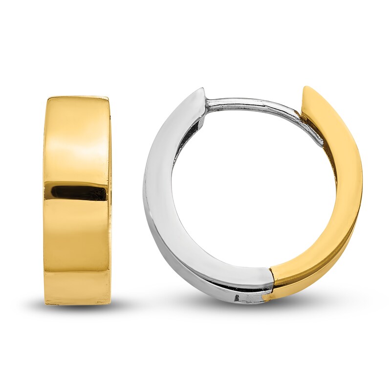 Main Image 1 of Hinged Hoop Earrings 14K Two-Tone Gold 11mm