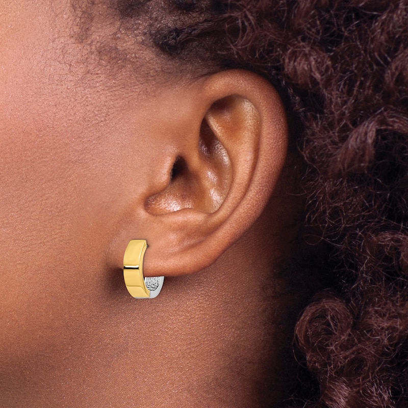 Hinged Hoop Earrings 14K Two-Tone Gold