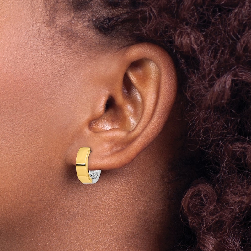 Main Image 3 of Hinged Hoop Earrings 14K Two-Tone Gold 11mm