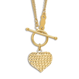 Triple Strand Heart Necklace 14K Yellow Gold 18"