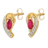 Thumbnail Image 2 of Natural Ruby Stud Earrings 1/20 ct tw Diamonds 14K Yellow Gold