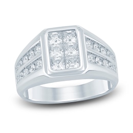 Men's Diamond Wedding Band 2 ct tw Square-cut/Round 14K White Gold