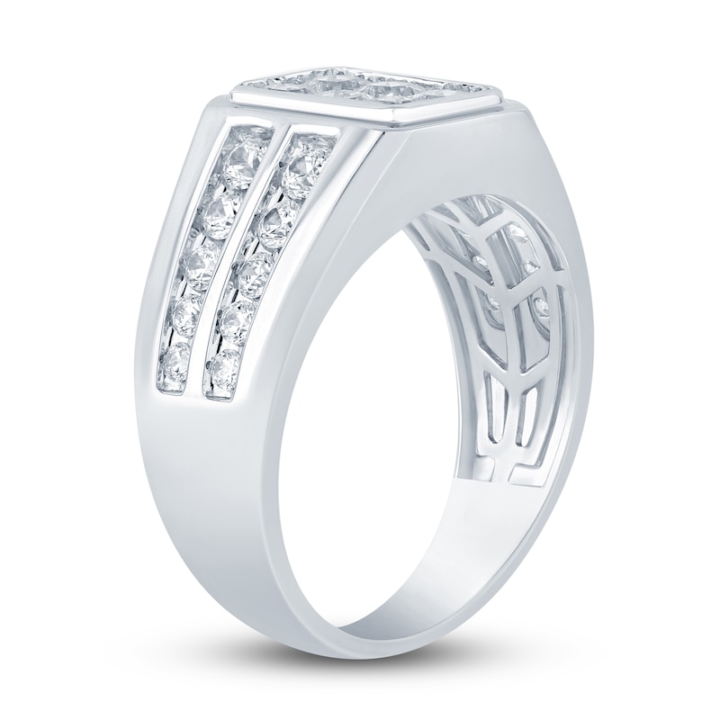 Main Image 2 of Men's Diamond Wedding Band 2 ct tw Square-cut/Round 14K White Gold
