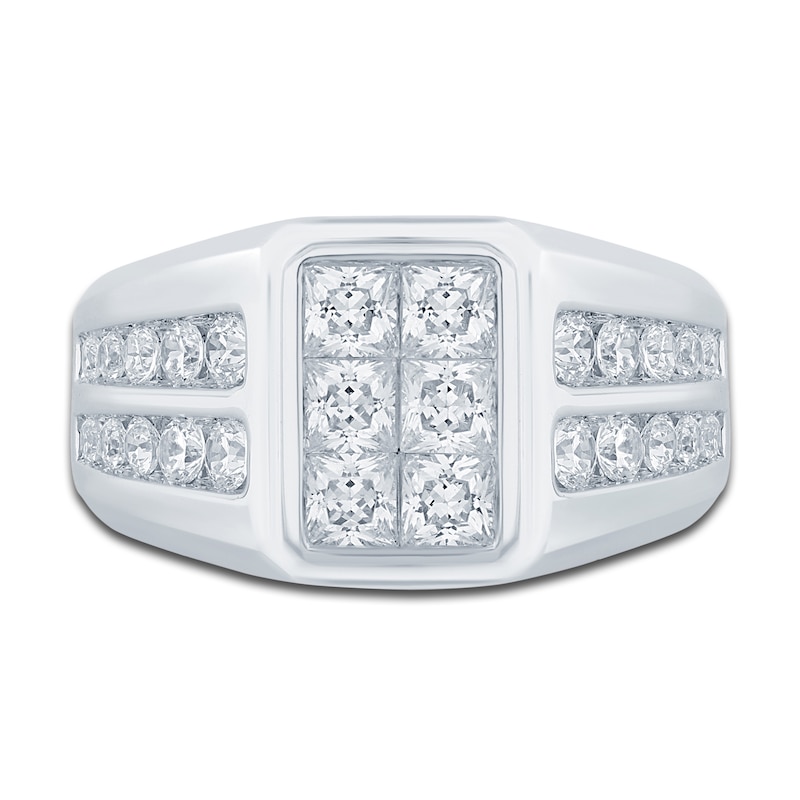 Main Image 3 of Men's Diamond Wedding Band 2 ct tw Square-cut/Round 14K White Gold