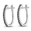 Thumbnail Image 2 of Black Diamond Huggie Hoop Earrings 1/5 ct tw Round 14K White Gold