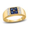 Thumbnail Image 0 of Men's Blue Lab-Created Sapphire Ring 1/20 ct tw Diamonds 14K Yellow Gold