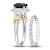Thumbnail Image 1 of Y-Knot Black & White Diamond Bridal Set 2-1/4 ct tw Princess/Round 14K Two-Tone Gold