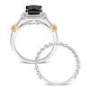 Thumbnail Image 3 of Y-Knot Black & White Diamond Bridal Set 2-1/4 ct tw Princess/Round 14K Two-Tone Gold