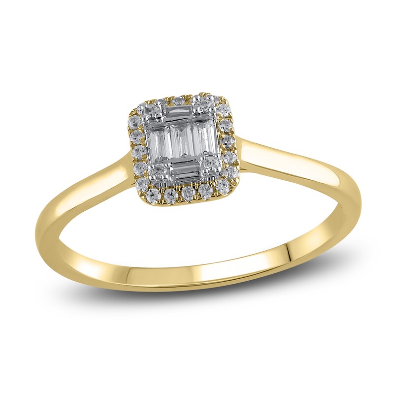 Diamond Engagement Ring 1/5 ct tw Round/Baguette 10K Yellow Gold | Jared