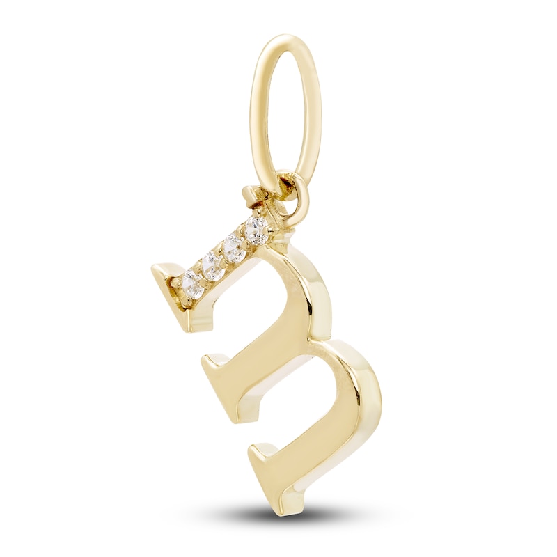 Main Image 2 of Initial M Necklace Charm Diamond Accents 10K Yellow Gold