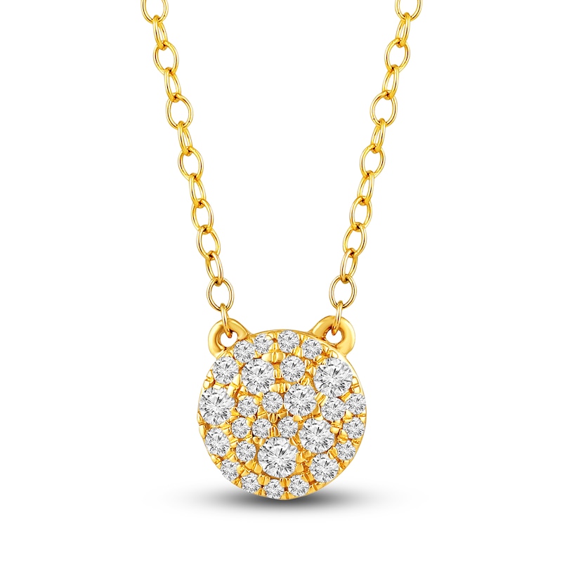 Main Image 1 of Diamond Pave Necklace 1/4 ct tw Round 14K Yellow Gold 18"