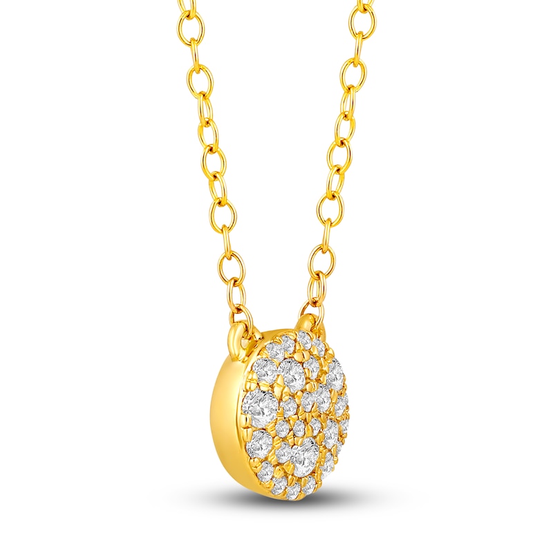 Main Image 4 of Diamond Pave Necklace 1/4 ct tw Round 14K Yellow Gold 18"