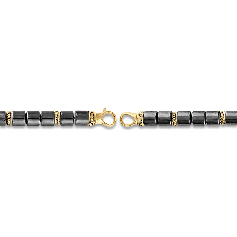 Main Image 3 of 1933 by Esquire Men's Natural Hematite Bead Bracelet 18K Yellow Gold-Plated Sterling Silver 8.5"