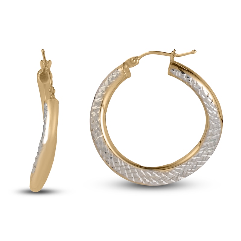 Main Image 1 of Italia D'Oro Diamond-Cut Hoop Earrings 14K Yellow Gold 20mm