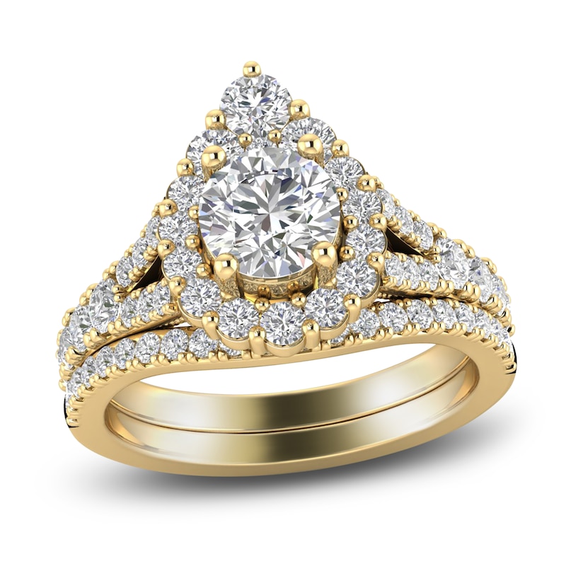 Diamond Halo Bridal Set ct tw Round 14K Gold