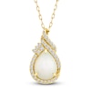 Thumbnail Image 1 of Natural Opal Pendant Necklace 1/6 ct tw Diamonds 14K Yellow Gold 18"