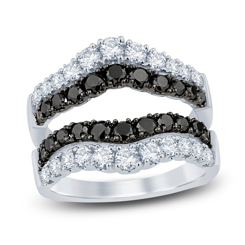 Black & White Diamond Anniversary Enhancer Band ct tw Round 14K White Gold