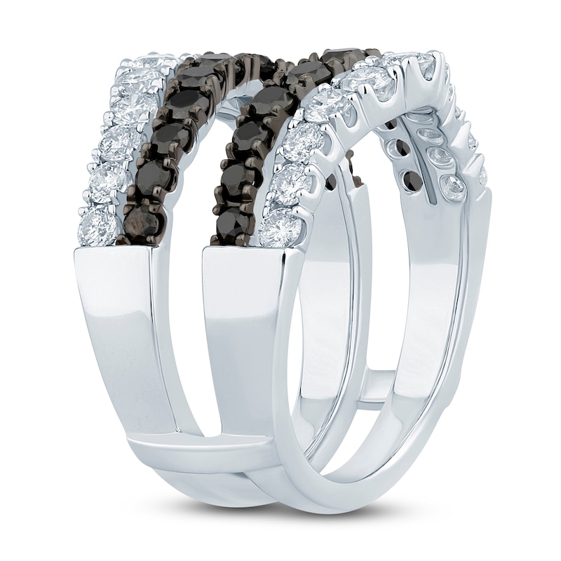 Main Image 2 of Black & White Diamond Anniversary Enhancer Band 2 ct tw Round 14K White Gold