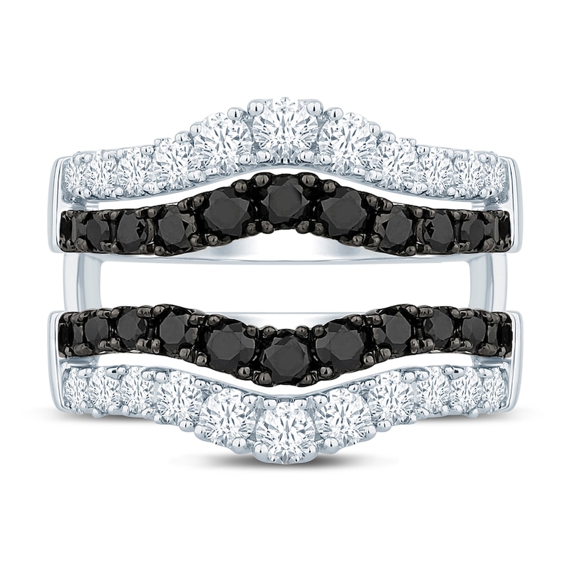 Main Image 3 of Black & White Diamond Anniversary Enhancer Band 2 ct tw Round 14K White Gold