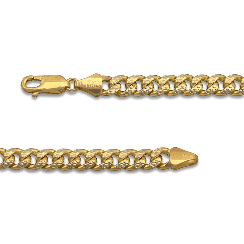 Main Image 2 of Men's Solid Diamond-Cut Curb Link Necklace 14K Yellow Gold 24" 5.35mm